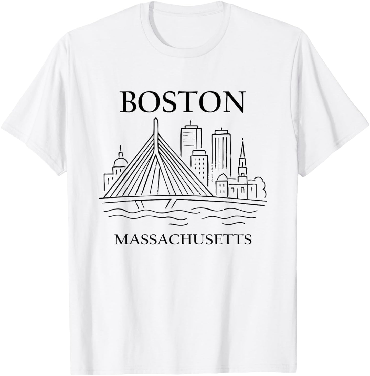 Boston United States Minimalist City Travel Souvenir T-Shirt - T-Shirt | White