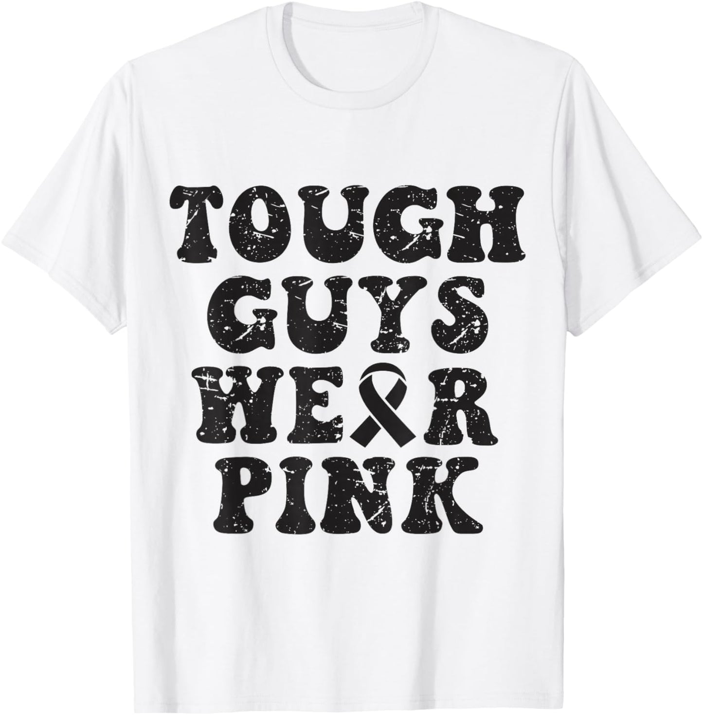 Tough Guys Wear Pink Funny Breast Cancer Awareness Men Kids T-Shirt - T-Shirt | White