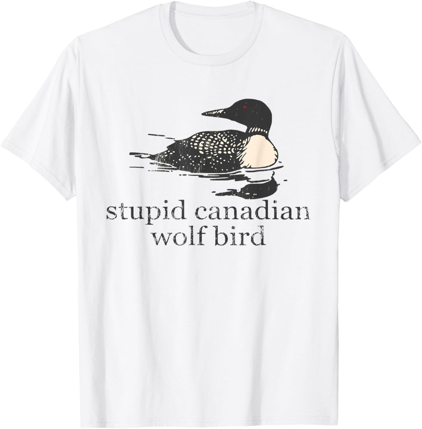 Hockey Romance LGBT Hockey Fan Stupid Canadian Wolf Bird T-Shirt - T-Shirt | White