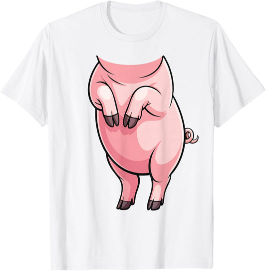 Pig Shirt Adult Kids Men Women Pink Body Pig Costume T-Shirt - T-Shirt | White