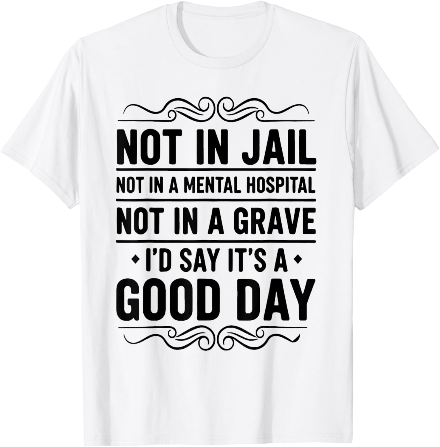 Not in Jail Not in A Mental Hospital Not in A Grave Funny T-Shirt - T-Shirt | White