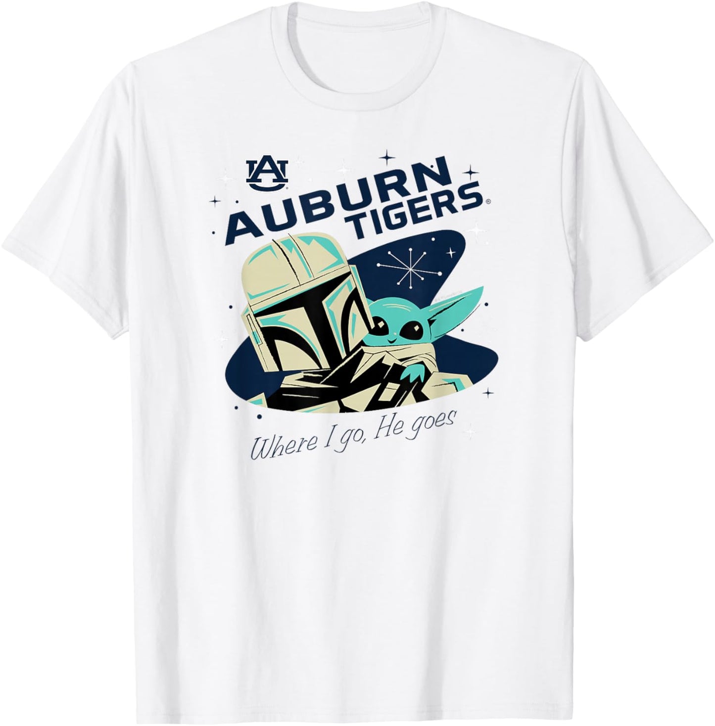Auburn Tigers Star Wars Mandalorian Orange T-Shirt - T-Shirt | White
