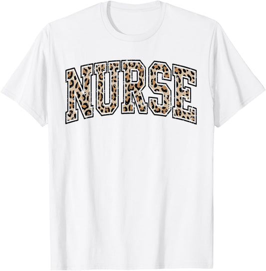 Registered Nurse Retro Leopard T-Shirt - T-Shirt | White