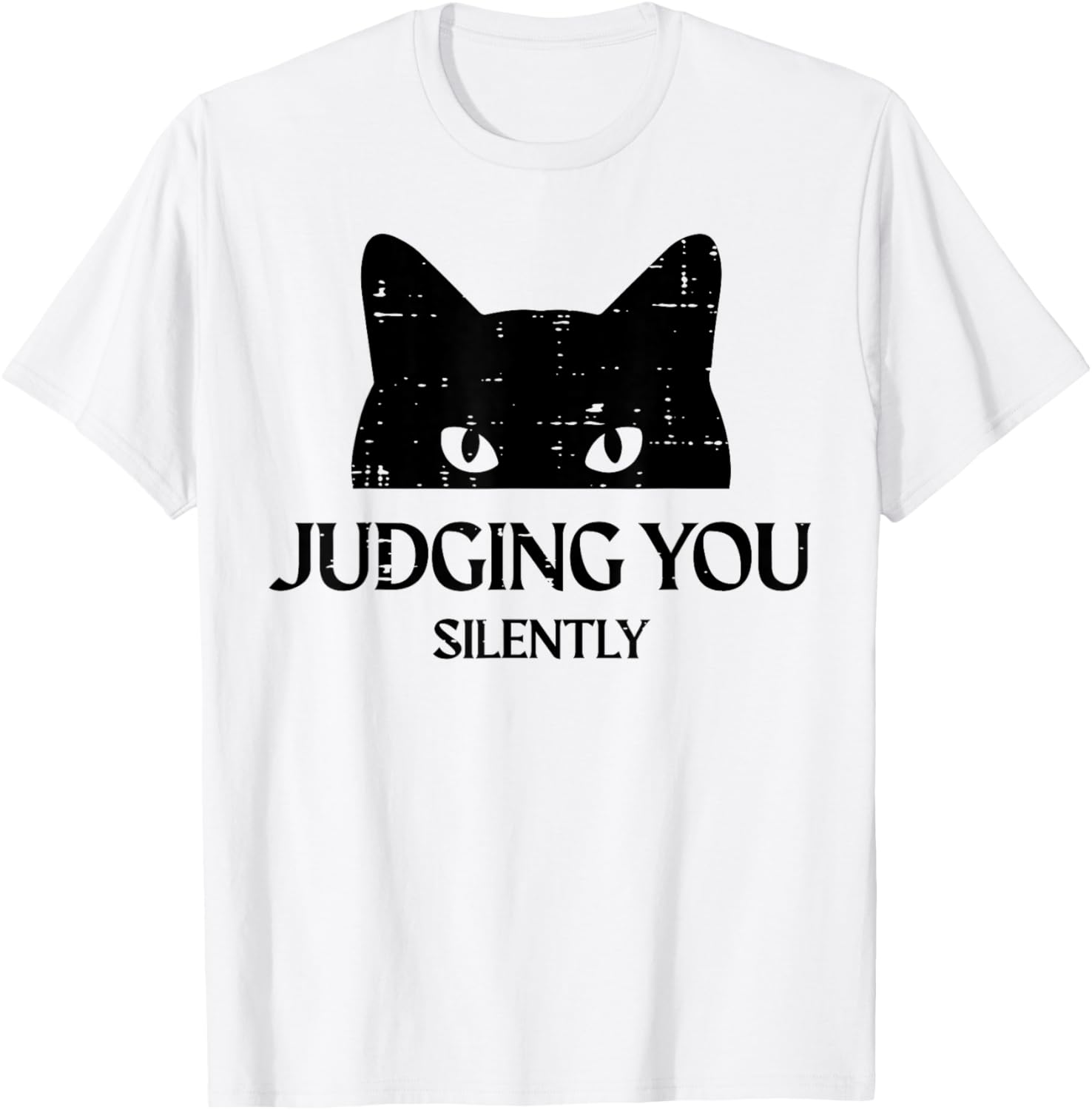 Judging You Silently Cat Funny Saying Women Girls Kids Men T-Shirt - T-Shirt | White