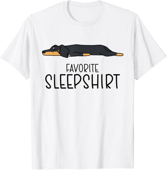 Favorite Dachshund Pajamas, Napping Dog Pajama T-Shirt - T-Shirt | White