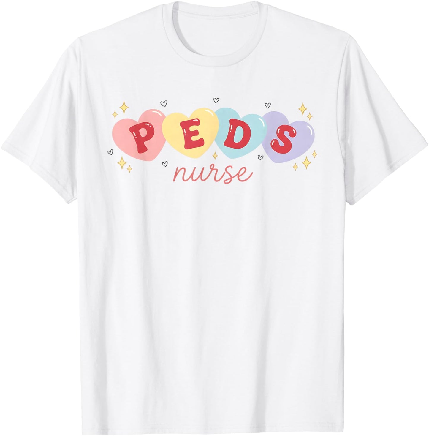 Valentine PEDS Nurse Valentines Day Pediatric Nurse T-Shirt - T-Shirt | White