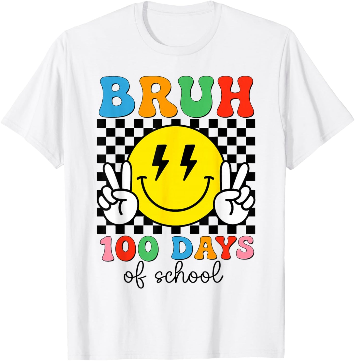 100th Day of School Boys Girls Kids Bruh 100 Days of School T-Shirt - T-Shirt | White