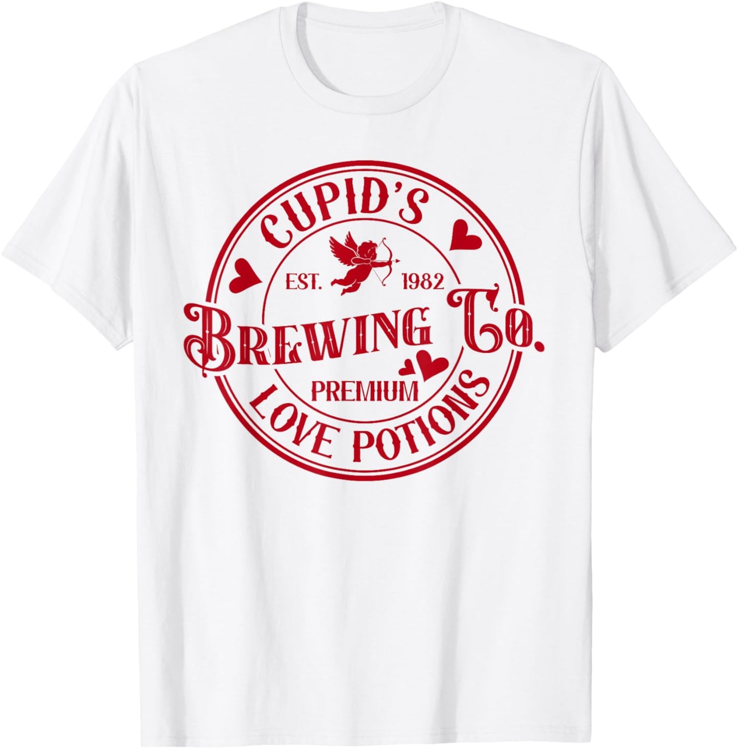 Cupid's Brewing Co Premium Love Potions Vintage Valentines T-Shirt - T-Shirt | White