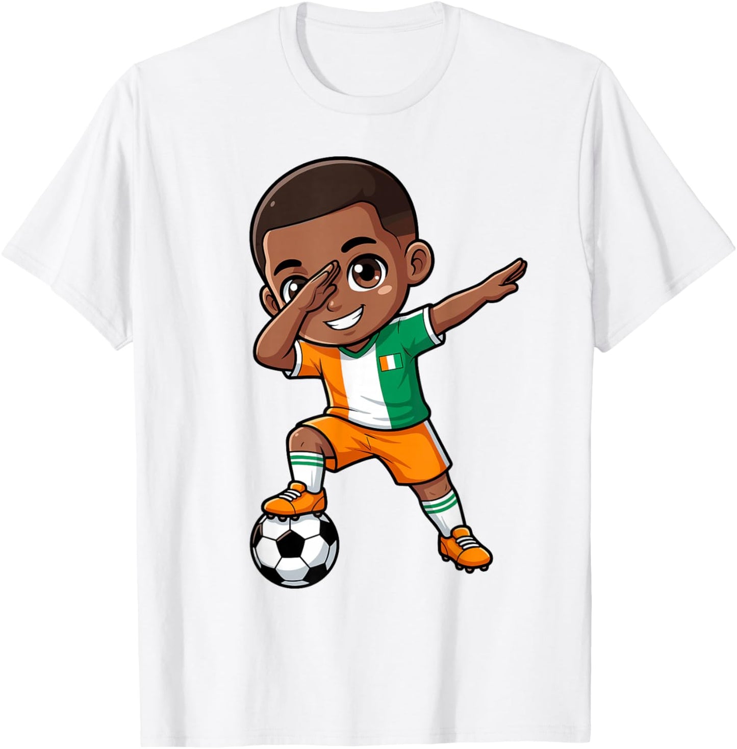 Ivory Coast Kid Goal Cartoon Côte D'Ivoire Flag for Kids T-Shirt - T-Shirt | White