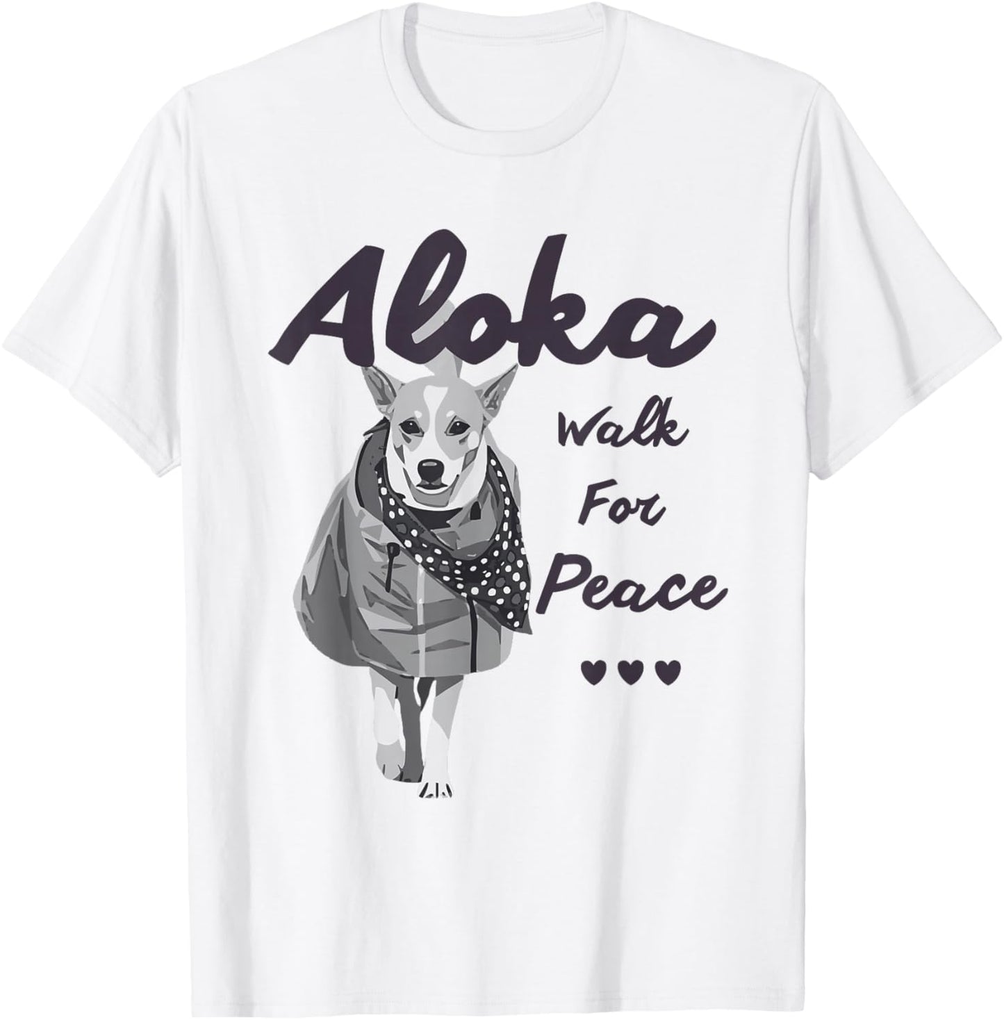 Aloka – Walk for Peace Monks with Aloka Dog T-Shirt - T-Shirt | White