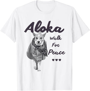 Aloka – Walk for Peace Monks with Aloka Dog T-Shirt - T-Shirt | White