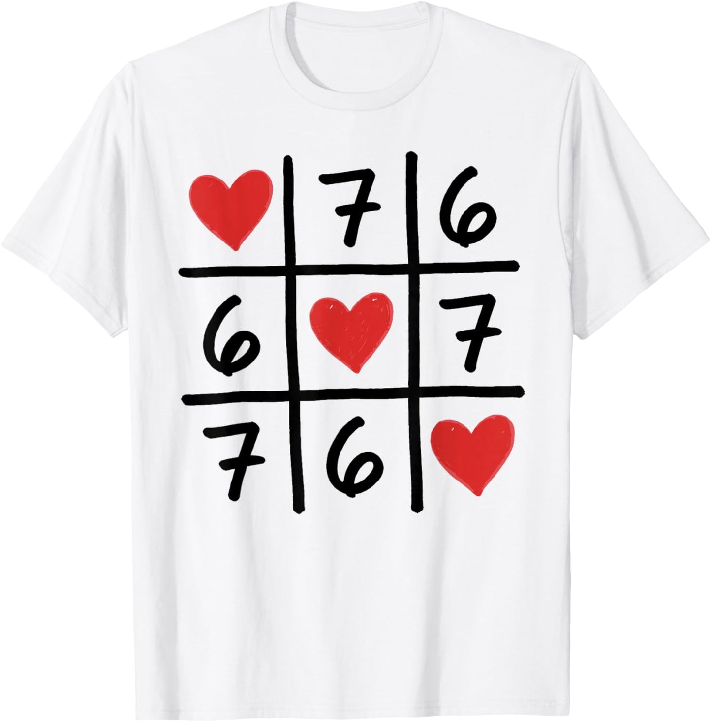 Funny 6 7 Meme Hearts Six Seven Valentines Day T-Shirt - T-Shirt | White