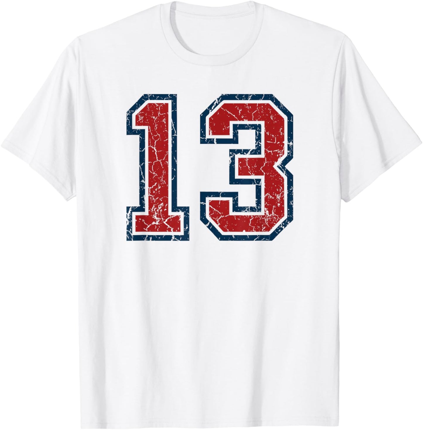 Red and Blue Sports Number 13 Jersey Uniform Player Fan T-Shirt - T-Shirt | White