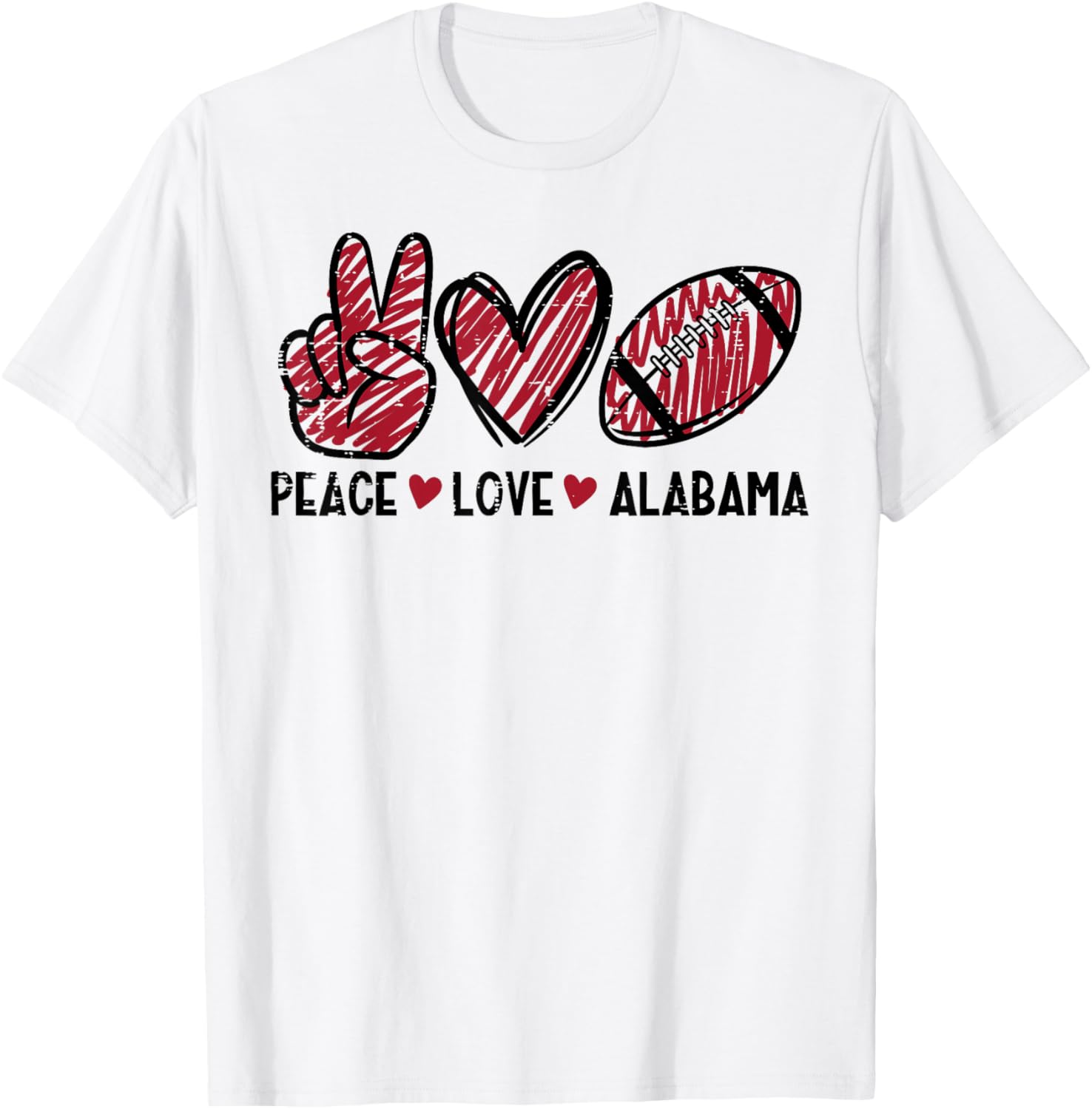 Peace Love Alabama Men Women Kids Boys Girls Youth Teen T-Shirt - T-Shirt | White