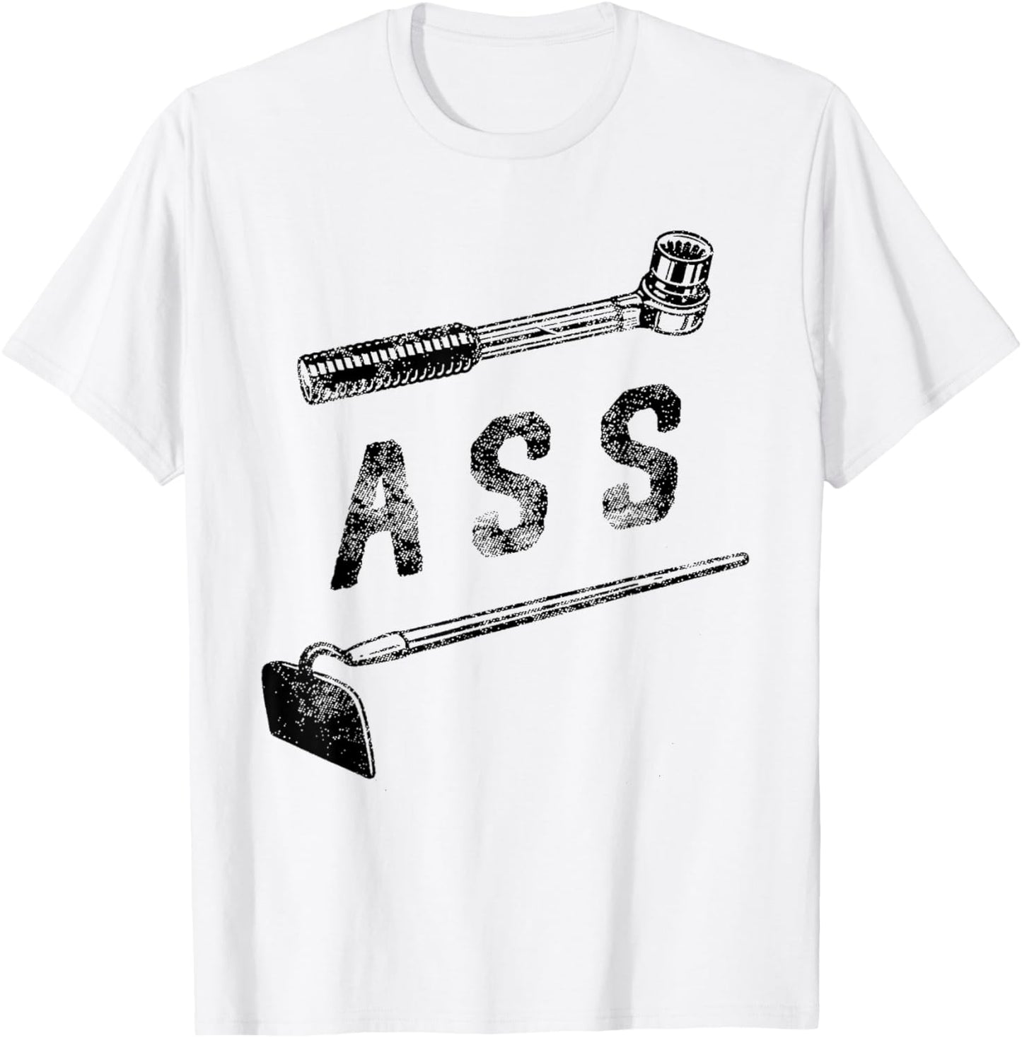 Wrench Rachet Ass Hoe - Funny Distressed Mechanic Gardener T-Shirt - T-Shirt | White