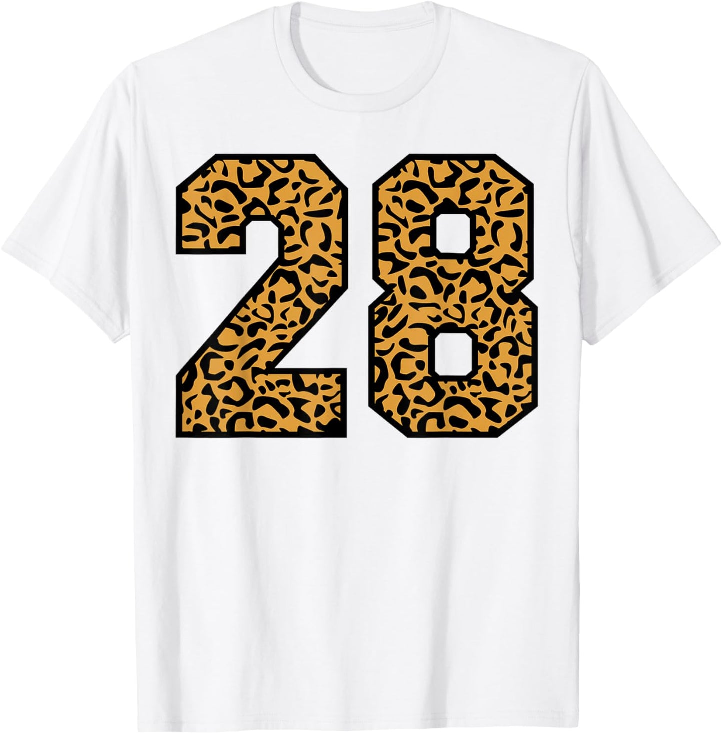 28 Number Leopard Twenty-Eight Team Sports Varsity Matching T-Shirt - T-Shirt | White