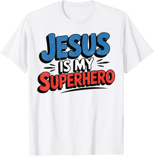 Girls Jesus is My Superhero Christian Toddler Kids Women God T-Shirt - T-Shirt | White