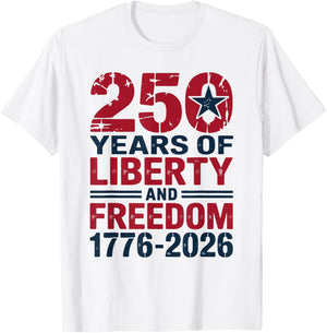 250th 4th of July - 250 Years of Freedom USA T-Shirt - T-Shirt | White