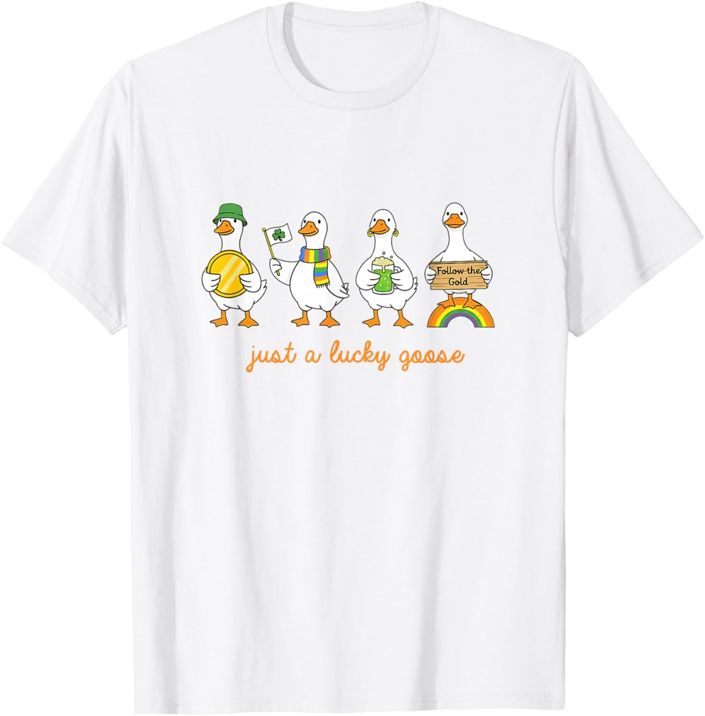 Lucky Geese Golden Coin St. Patrick’s Day Shenanigans T-Shirt - T-Shirt | White
