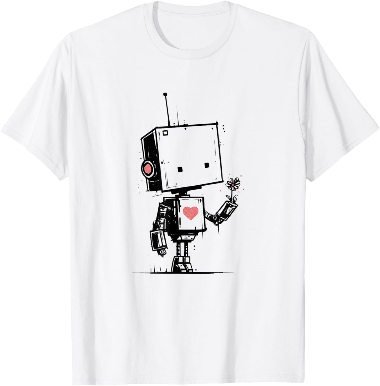 Cute Robot Valentine Love Art Kawaii Robot Romance T-Shirt - T-Shirt | White
