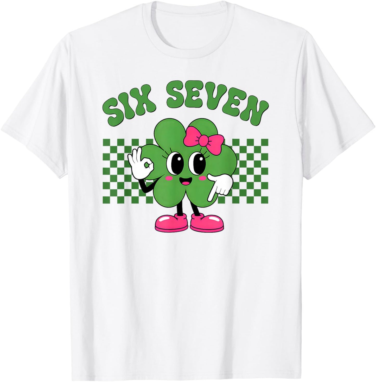 Six Seven 67 Meme St Patricks Day Shamrock Boys Girls Kids T-Shirt - T-Shirt | White