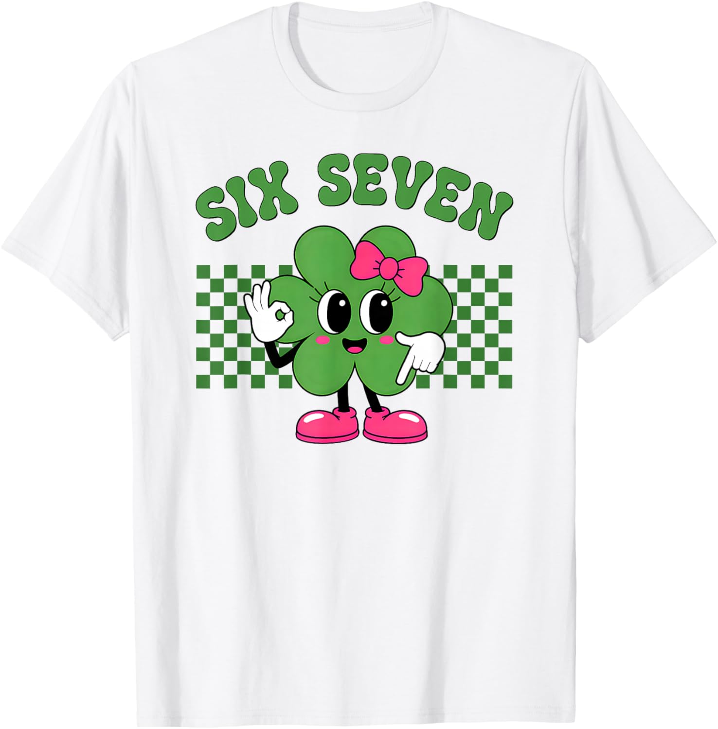 Six Seven 67 Meme St Patricks Day Shamrock Boys Girls Kids T-Shirt - T-Shirt | White
