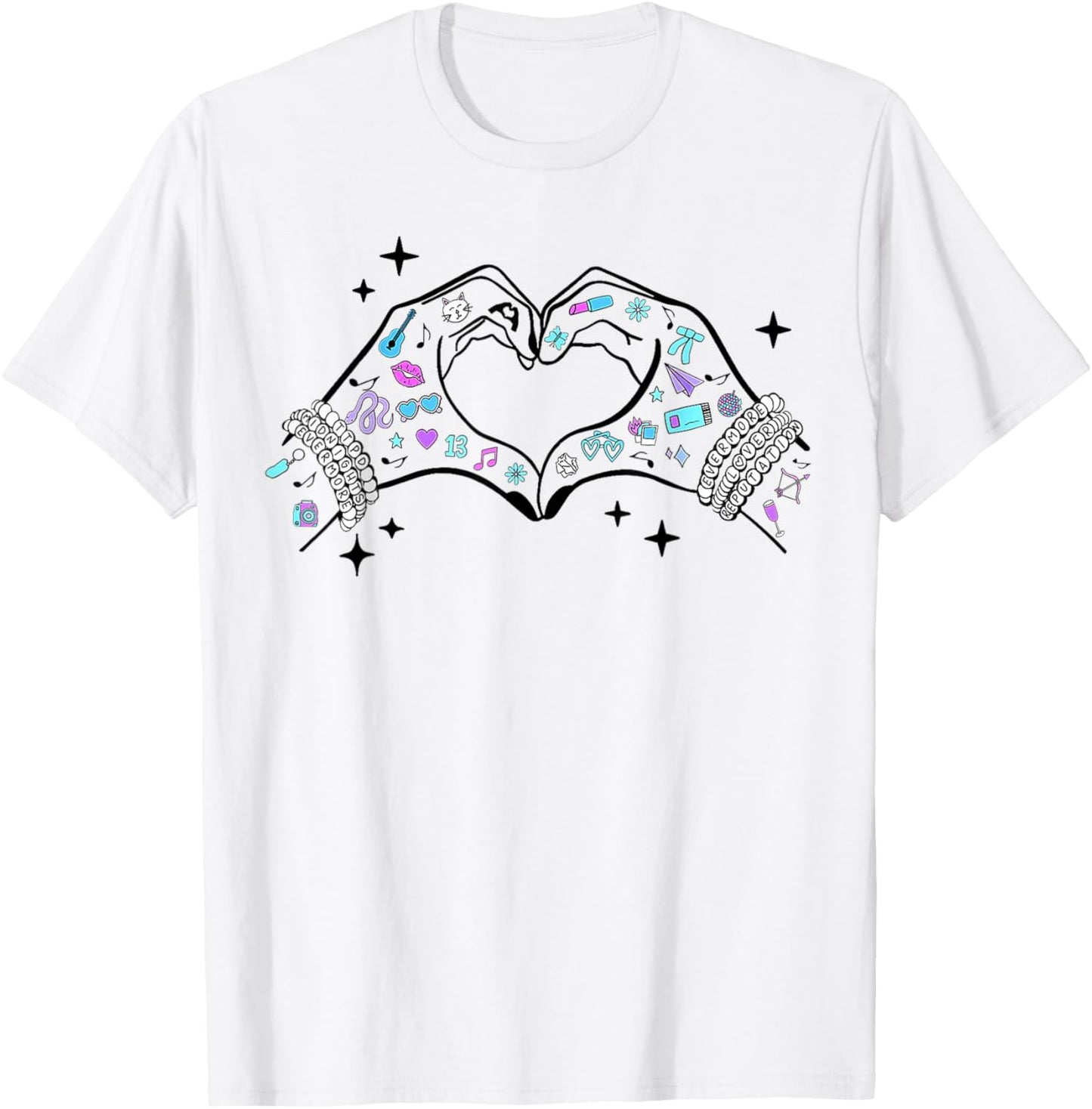 Heart Hands Taylor First Name Girl Retro Groovy 70's 80's T-Shirt - T-Shirt | White