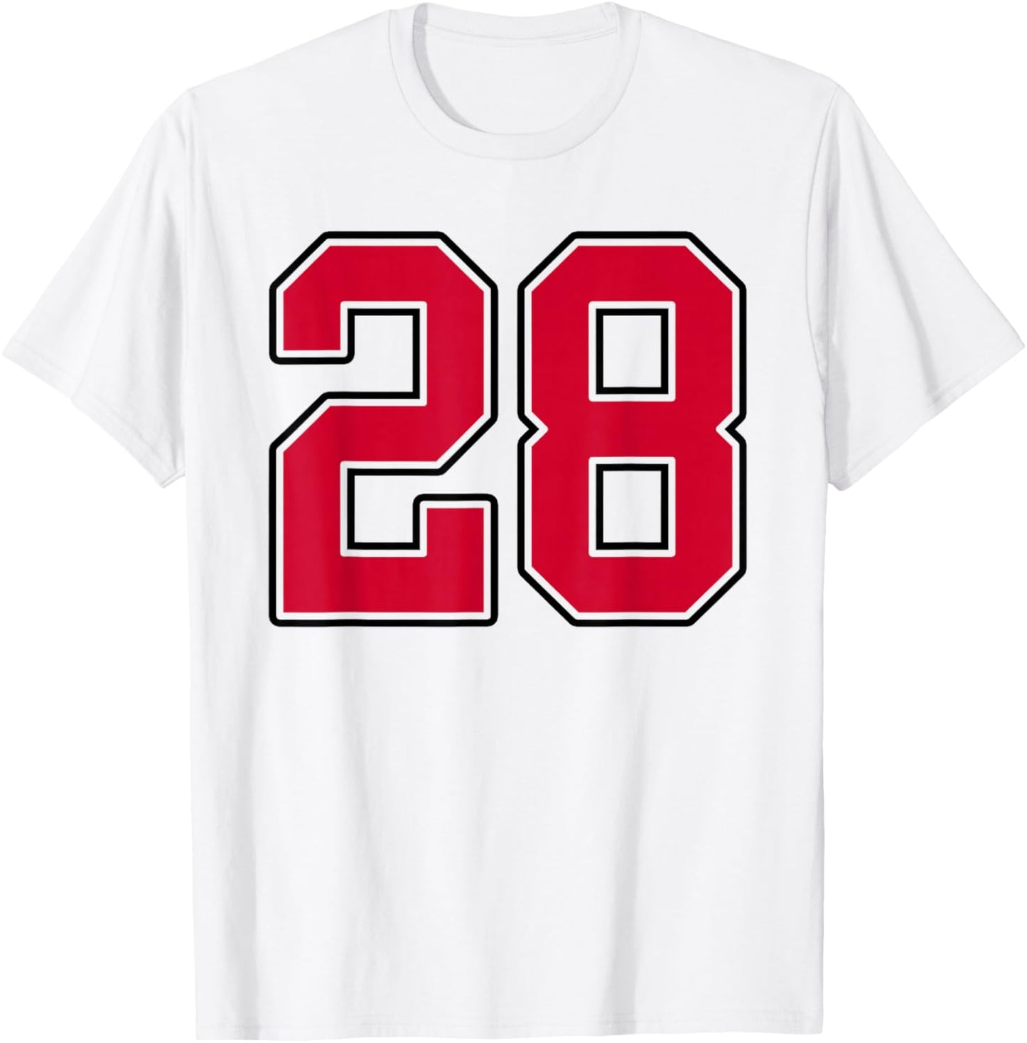 Red and Black Number 28 Jersey Player Uniform #28 T-Shirt - T-Shirt | White