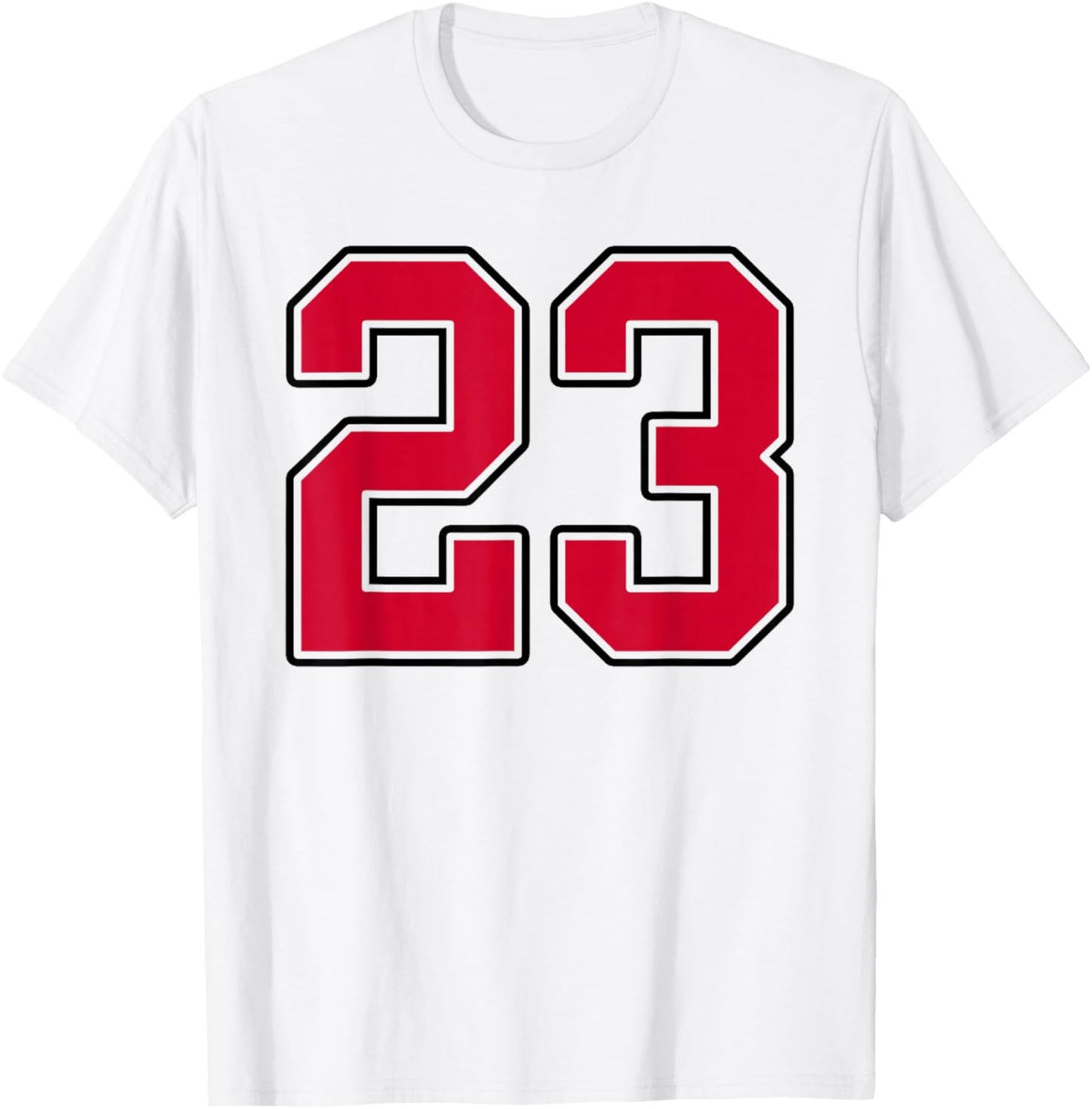 Red and Black Number 23 Jersey Player Uniform #23 T-Shirt - T-Shirt | White