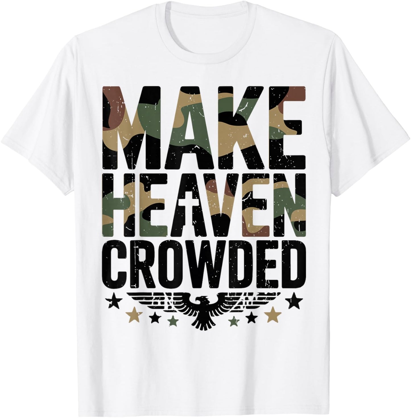 Youth Make Heaven Crowded Camouflage Jesus Camo Christian T-Shirt - T-Shirt | White