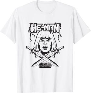Masters of The Universe He-Man Black and White T-Shirt - T-Shirt | White