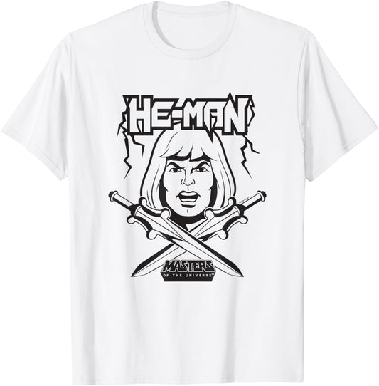 Masters of The Universe He-Man Black and White T-Shirt - T-Shirt | White