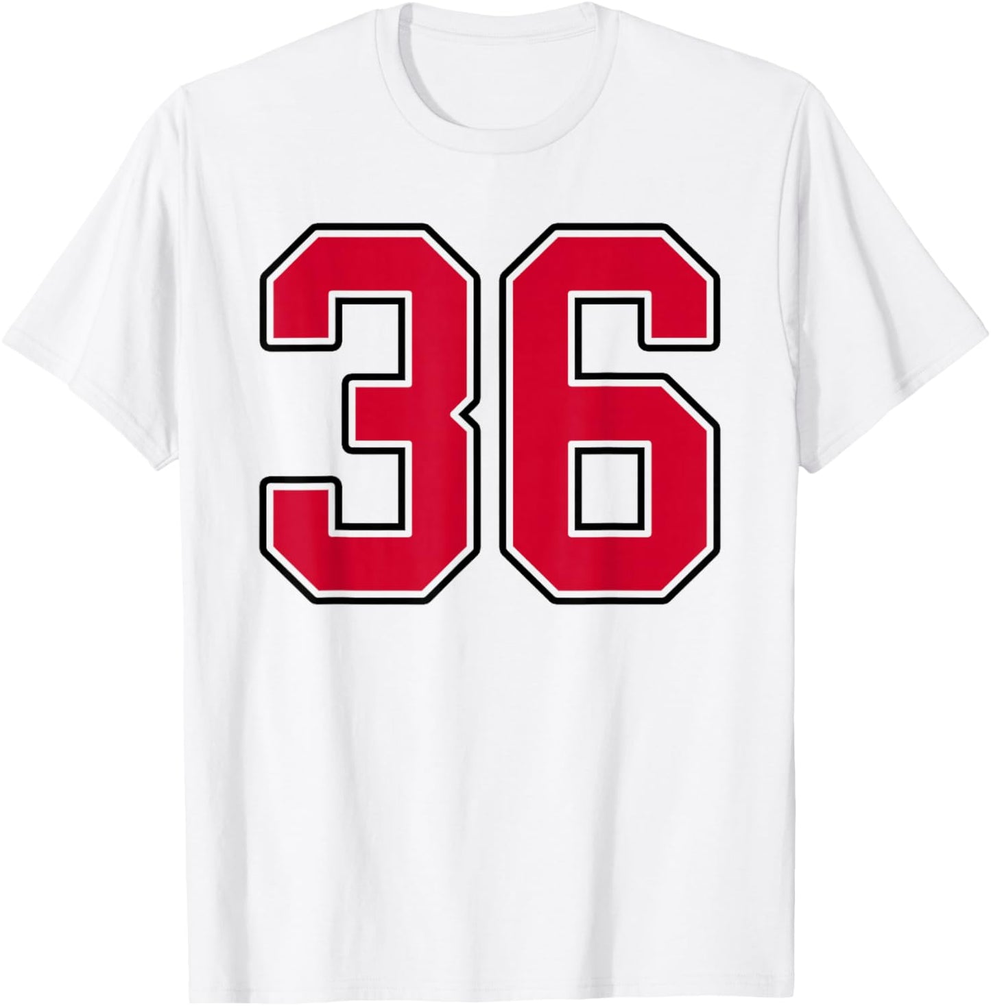Red and Black Number 36 Jersey Player Uniform #36 T-Shirt - T-Shirt | White