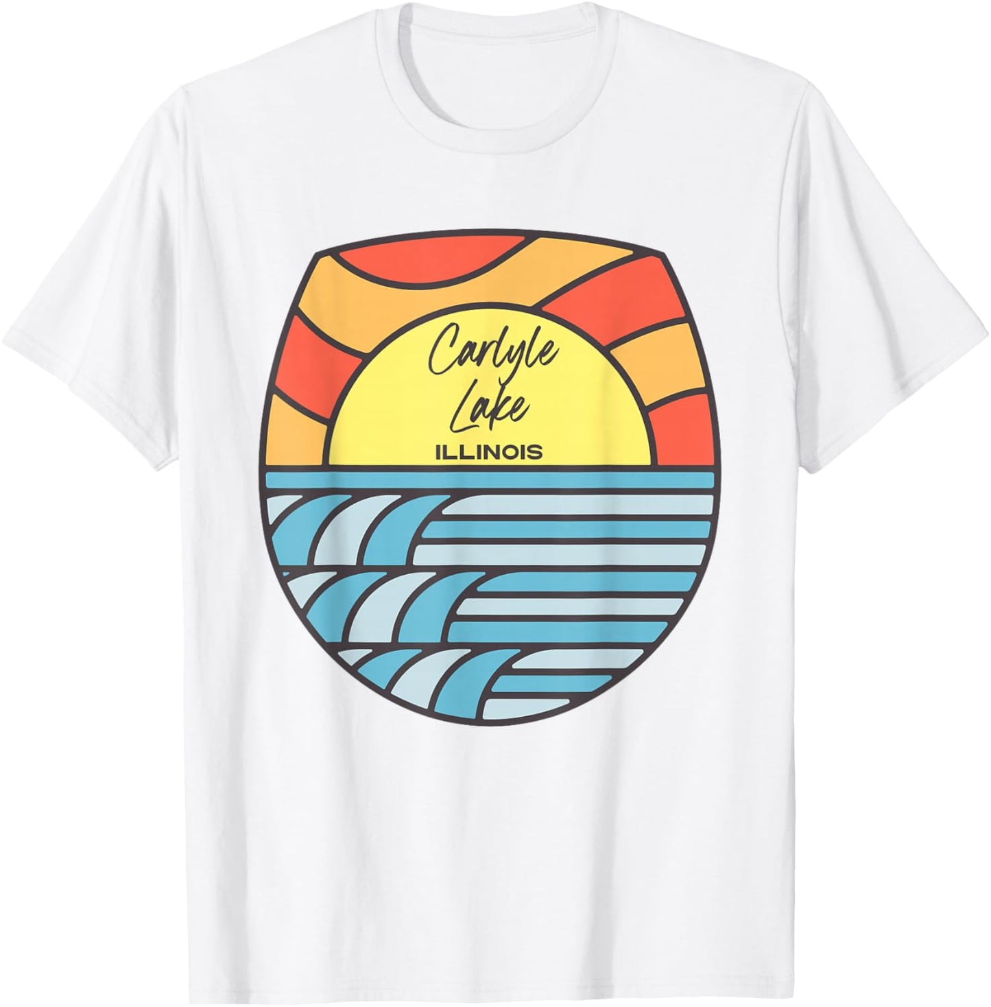 Carlyle Lake Illinois IL Sunset Vacation Souvenir T-Shirt - T-Shirt | White