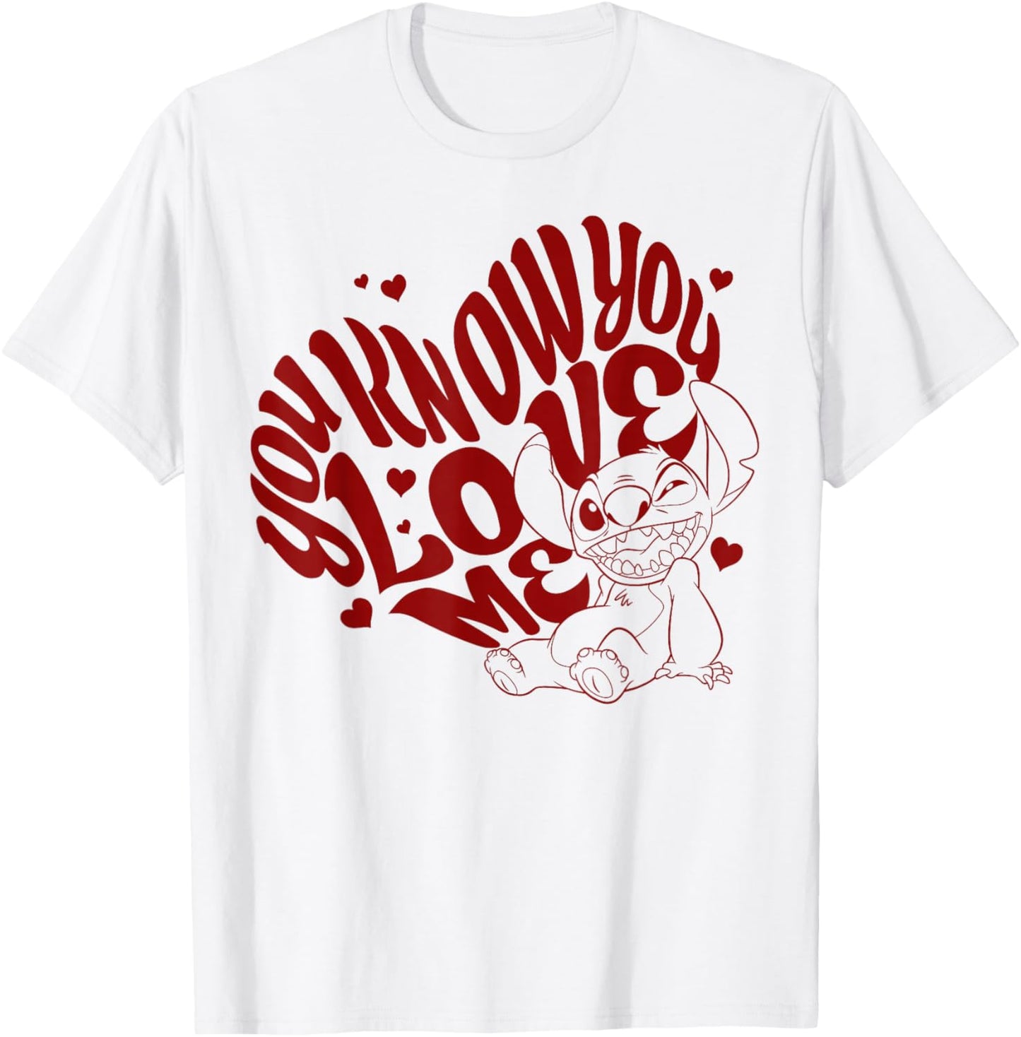 Disney Lilo & Stitch Valentine's You Know You Love Me Stitch T-Shirt - T-Shirt | White