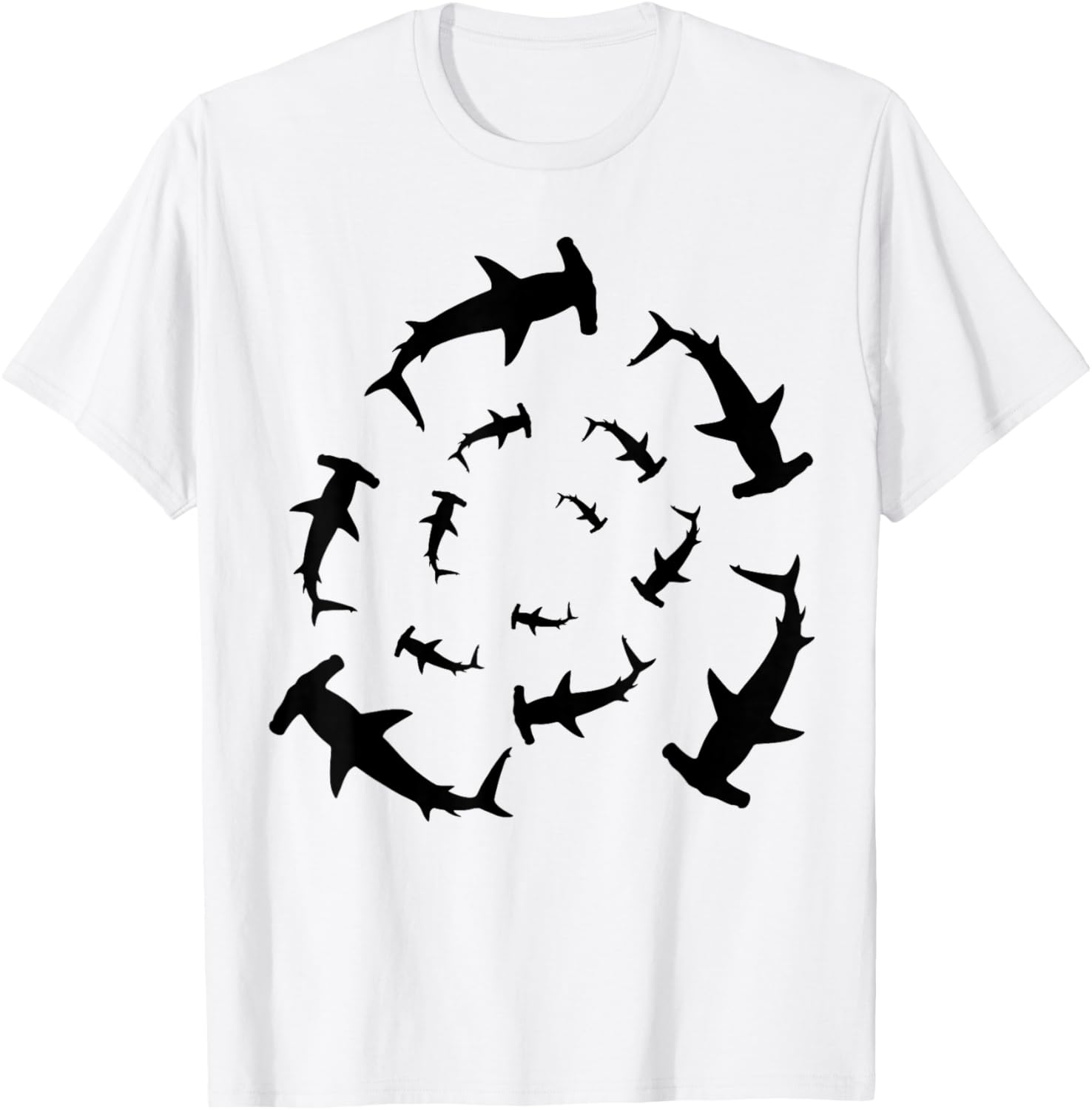 Shark Lover Silhouette of Hammerhead Sharks Circling Above T-Shirt - T-Shirt | White