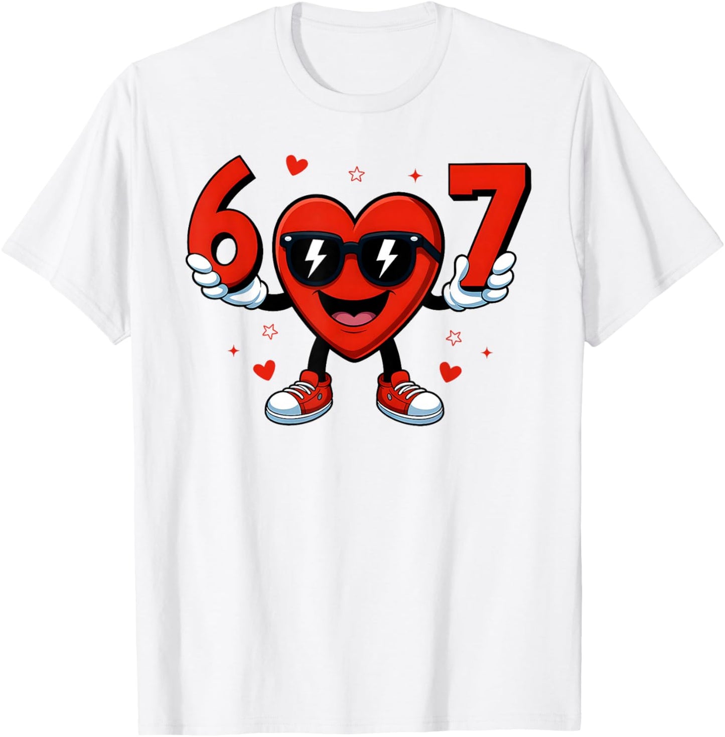 Funny Six Seven 6 7 Valentines Day Boys Girls Kids 67 Meme T-Shirt - T-Shirt | White