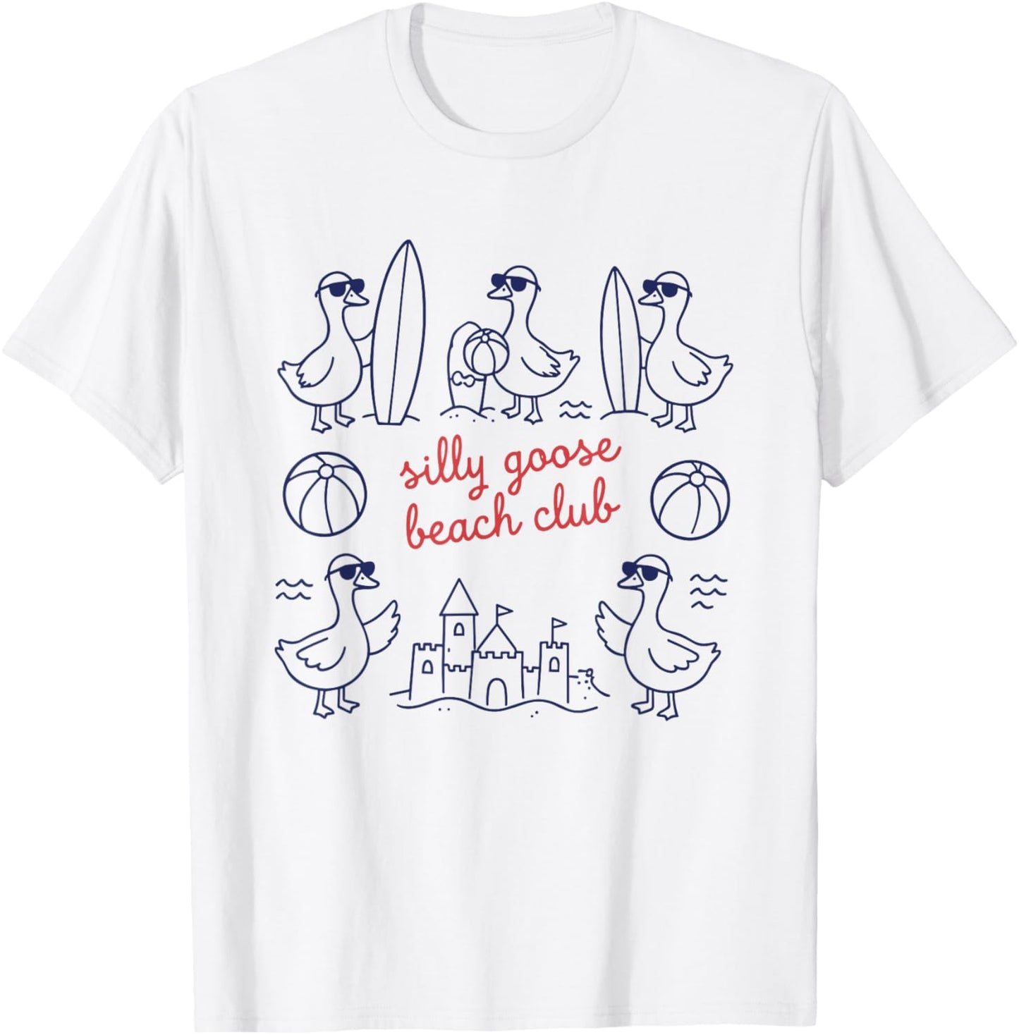 Silly Goose Beach Club Summer Ocean Vacation T-Shirt - T-Shirt | White