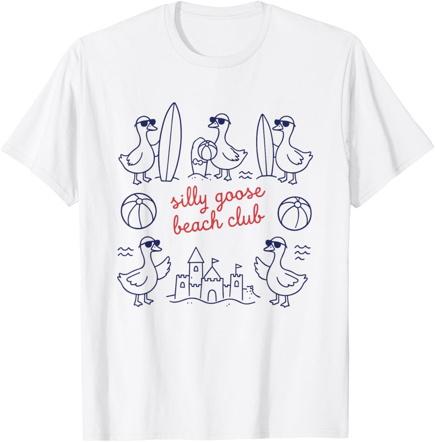 Silly Goose Beach Club Summer Ocean Vacation T-Shirt - T-Shirt | White