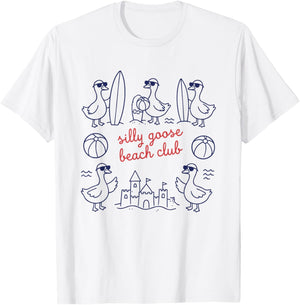 Silly Goose Beach Club Summer Ocean Vacation T-Shirt - T-Shirt | White