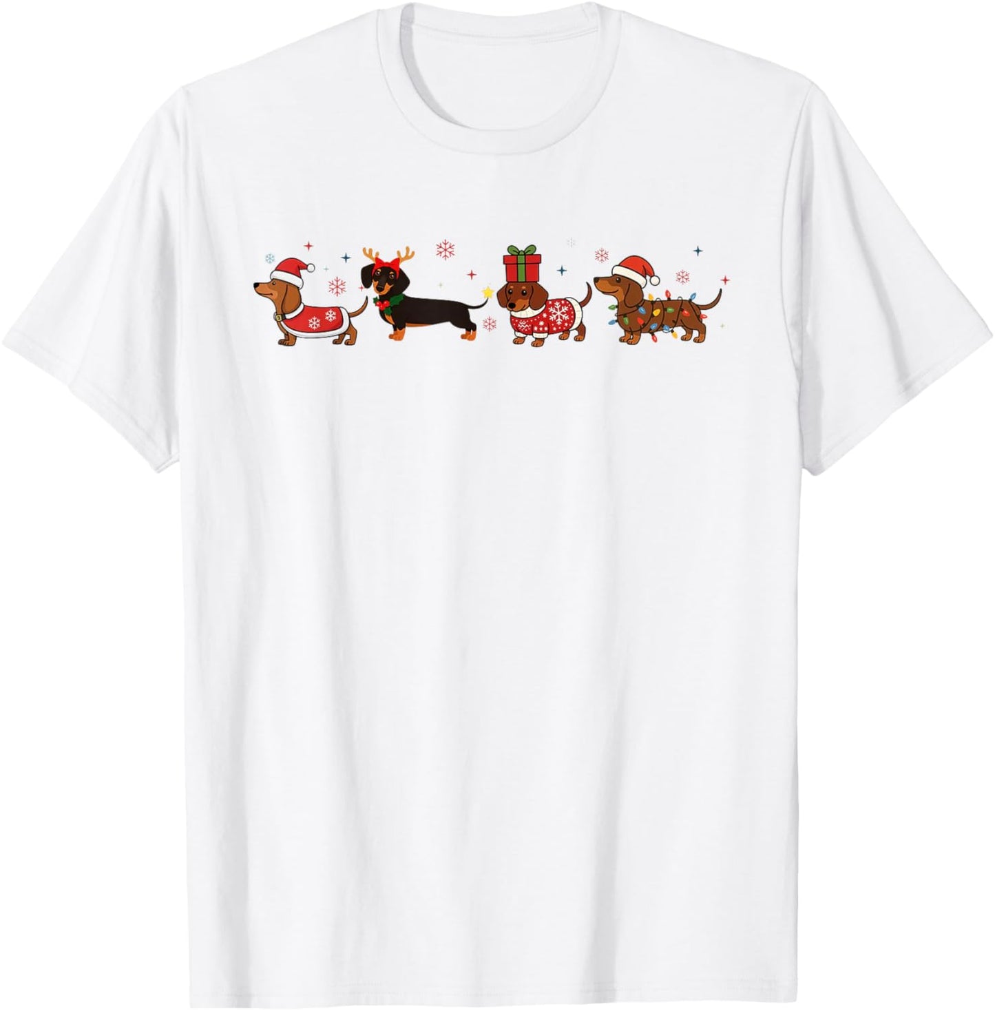Funny Christmas Dachshund Cute Santa Dachshund Christmas T-Shirt - T-Shirt | White