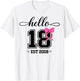 Hello Eighteen Est 2008 Coquette Bow 18th Birthday Girl T-Shirt - T-Shirt | White