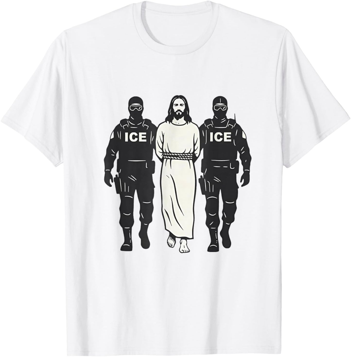 Anti ICE Jesus Arrested Parody T-Shirt - T-Shirt | White