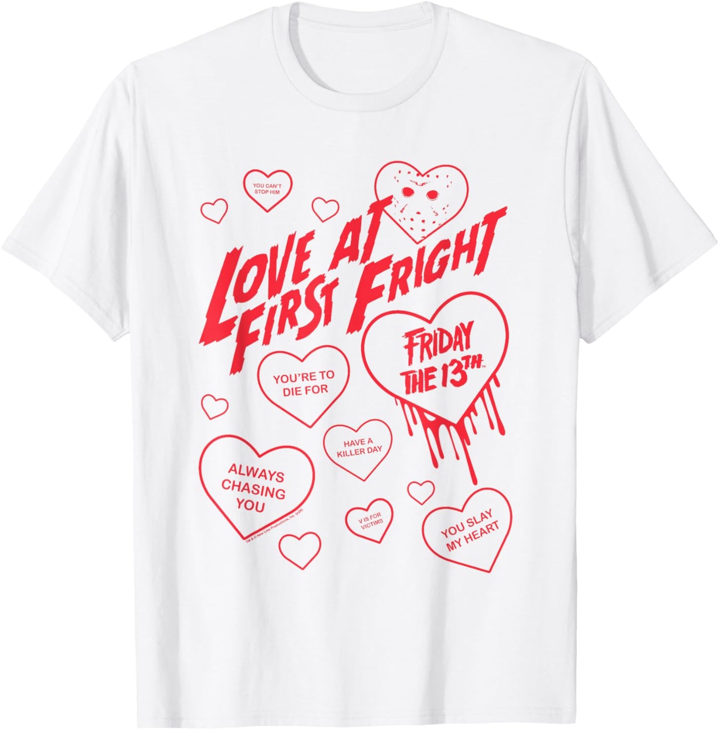 Friday The 13th Love at First Fright Valentine's Day Hearts T-Shirt - T-Shirt | White