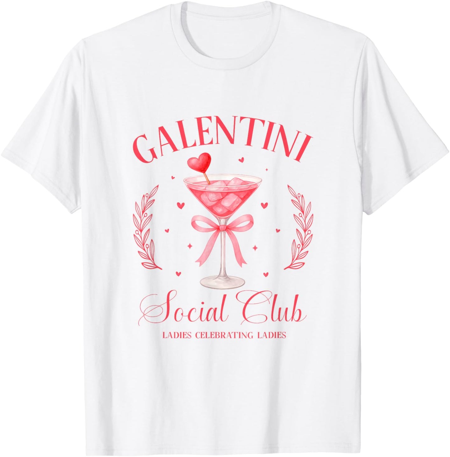 Funny Preppy Galentine’s Gift, Galentini Martini Social Club T-Shirt - T-Shirt | White