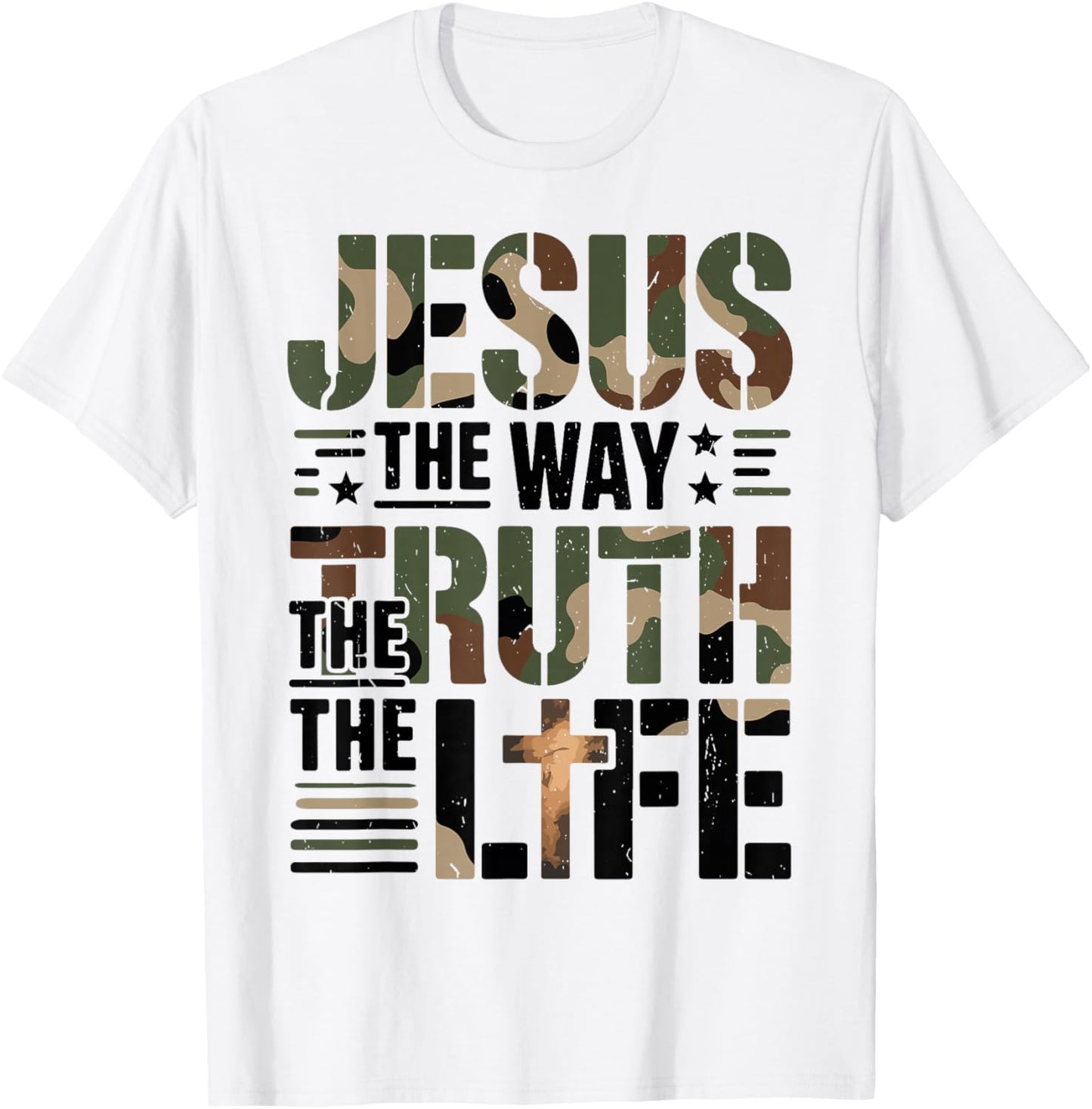 Christian Camouflage Jesus Way Truth Life Camo Bible Verse T-Shirt - T-Shirt | White