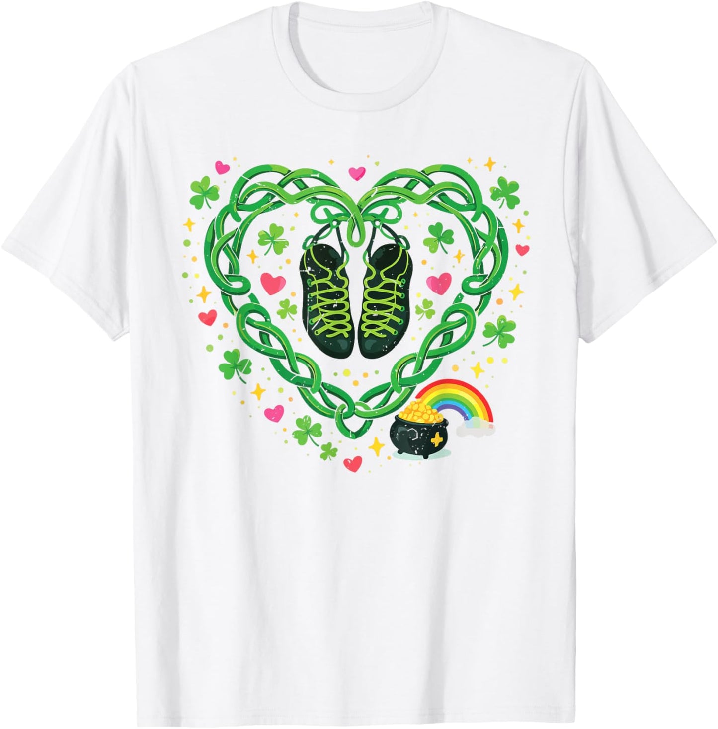 Toddler Girl St Patricks Day Irish Dance Celtic Knot Heart T-Shirt - T-Shirt | White