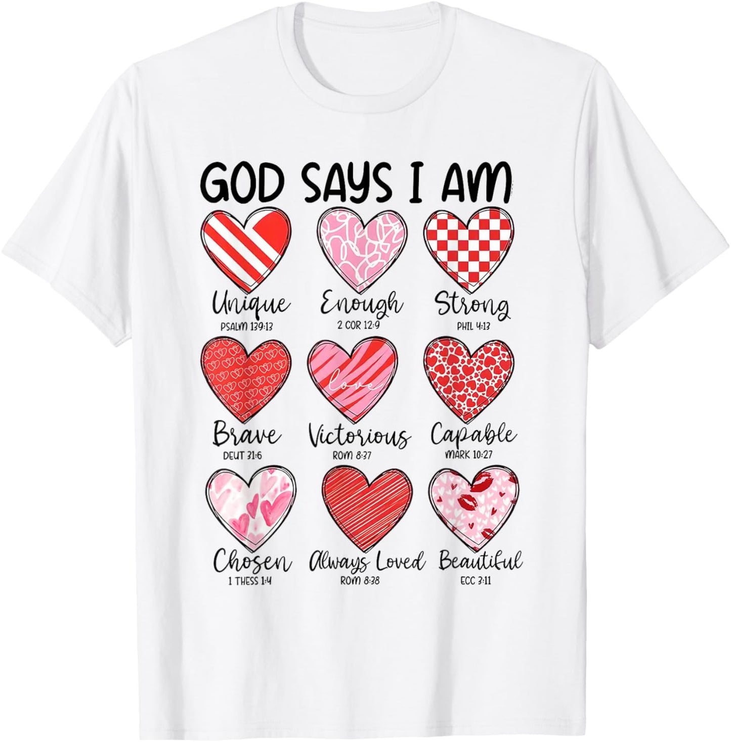 God Says I Am Retro Valentine Jesus Bible Verse T-Shirt - T-Shirt | White