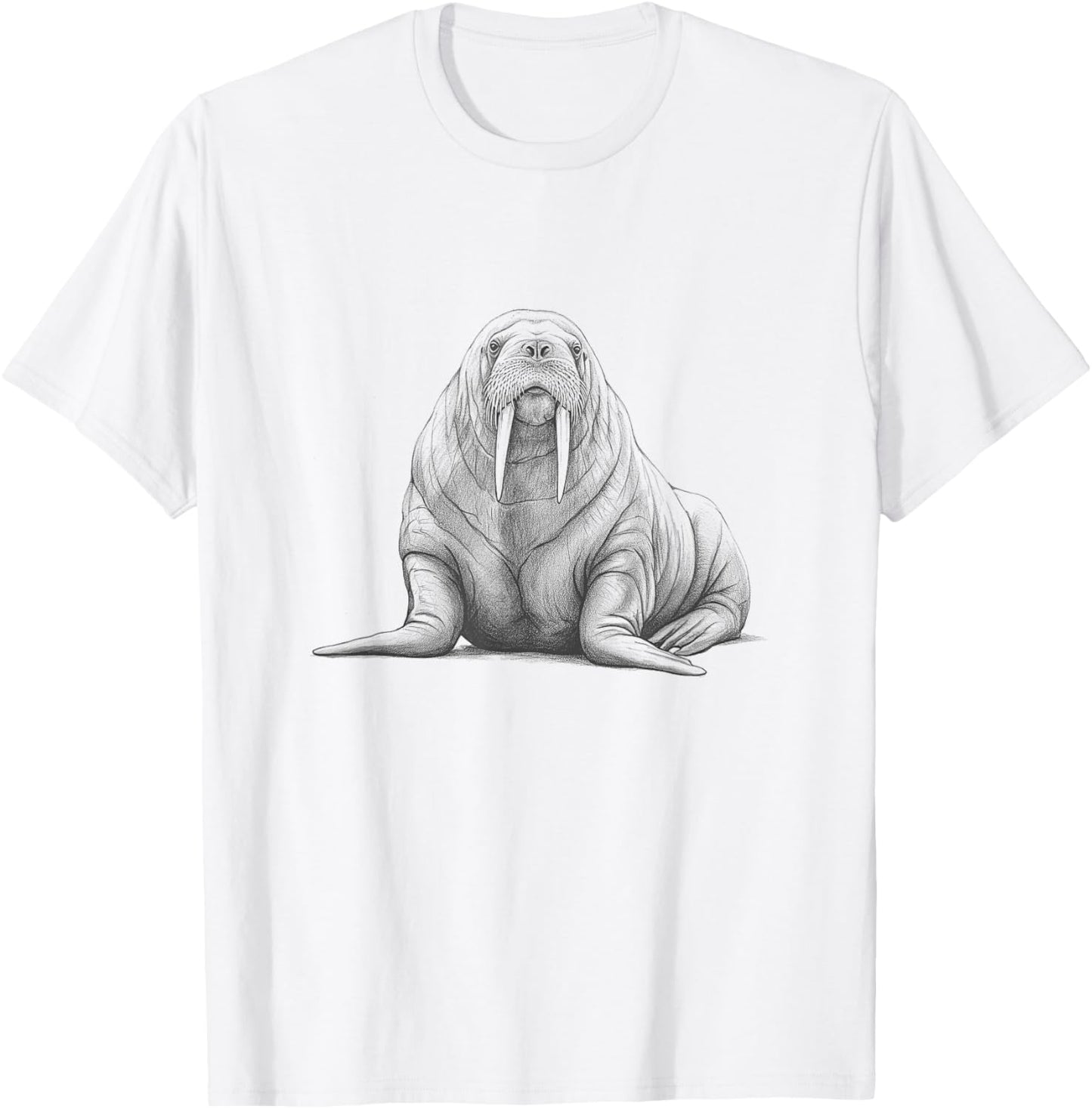 Vintage Walrus Drawing Art Design T-Shirt - T-Shirt | White