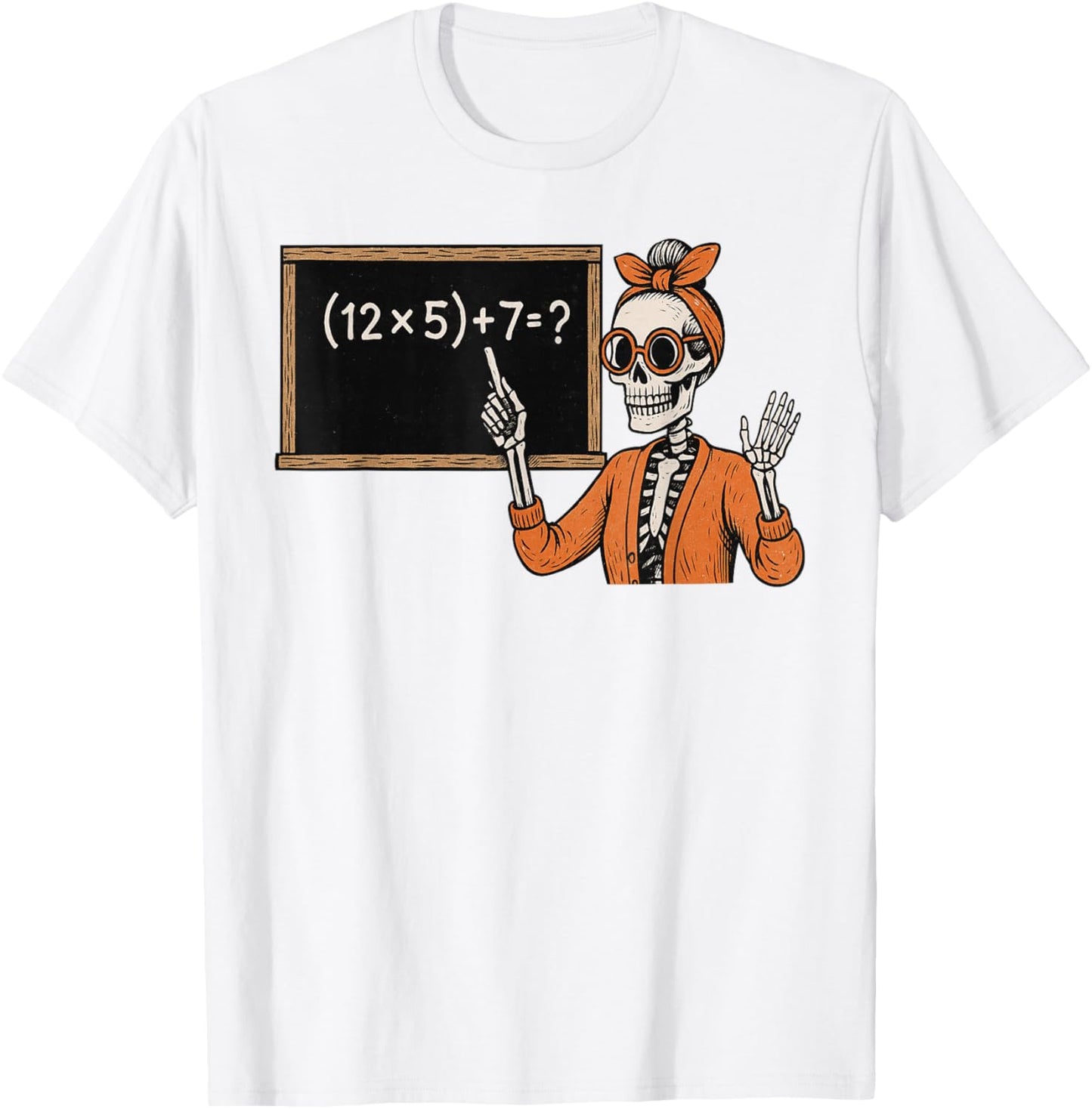 67 Teacher Halloween Skeleton Six Seven Meme Brainrot Math T-Shirt - T-Shirt | White